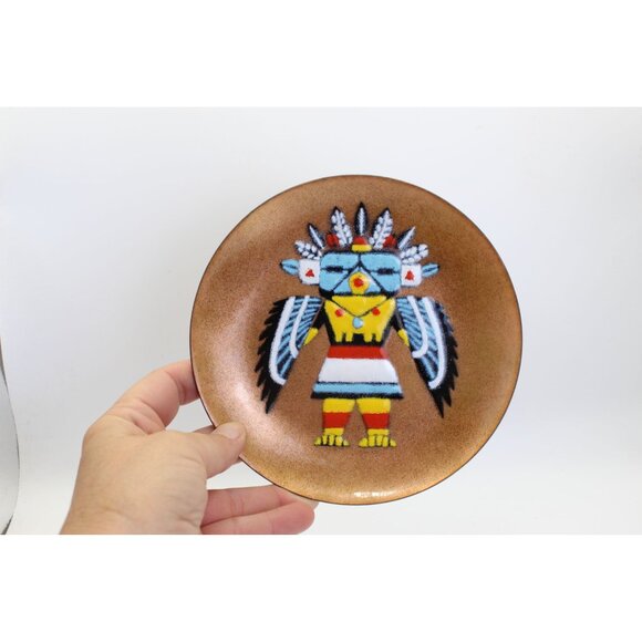 Annemarie Davidson Enamel On Copper Kachina Plate Handmade Art Decorative Collec - Picture 2 of 10